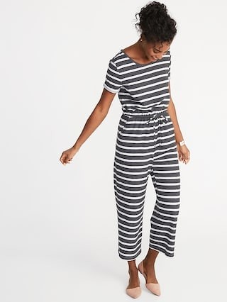 Waist-Defined Wide-Leg BouclÃ©-Jersey Jumpsuit for Women | Old Navy US