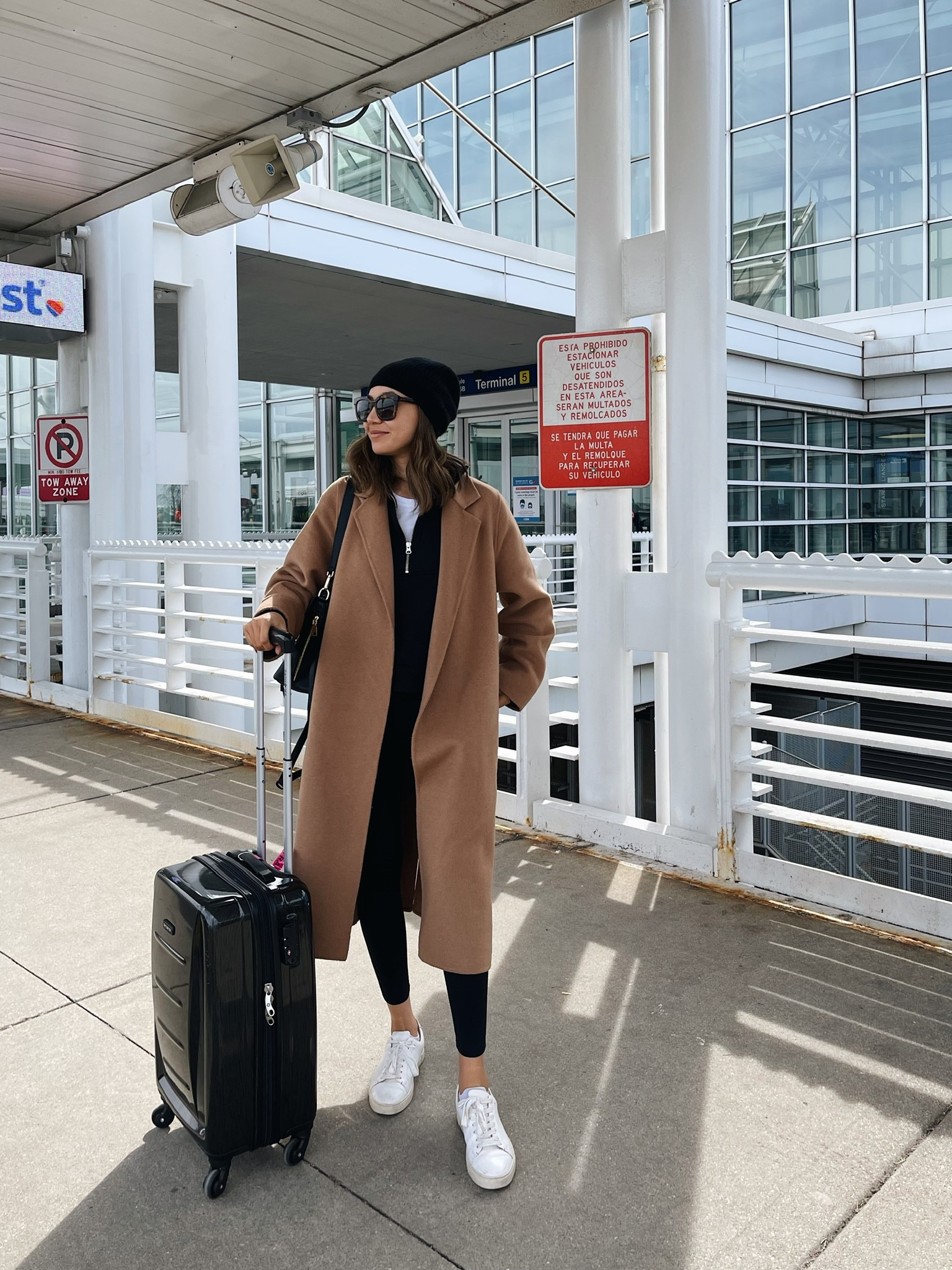 Airport / fall travel outfit 

Mango camel coat 
Leggings 
Everlane Zip up sweater 
Amazon suitcase 
Celine sunglasses - linked another pair I like from target! 

#LTKstyletip #LTKtravel #LTKunder100