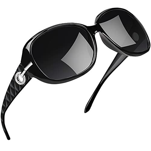 Joopin Big Sunglasses for Women Trendy Rectangle Black Shades Ladies Large Sun Glasses Polarized UV Protection Rhinestone Dark Sunnies | Amazon (US)