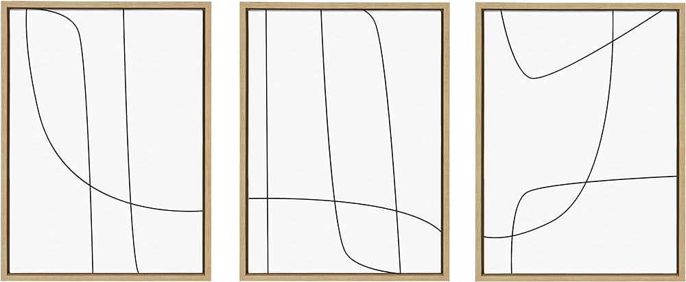 Kate and Laurel Sylvie Modern Line Abstract Black and White Framed Canvas Wall Art Set by The Cre... | Amazon (US)