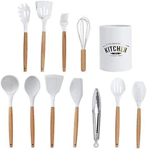 Silicone Kitchen Utensiles Set, 12pcs Silicone Cooking Utensils Set Non-Stick Cooking Utensils wi... | Amazon (UK)