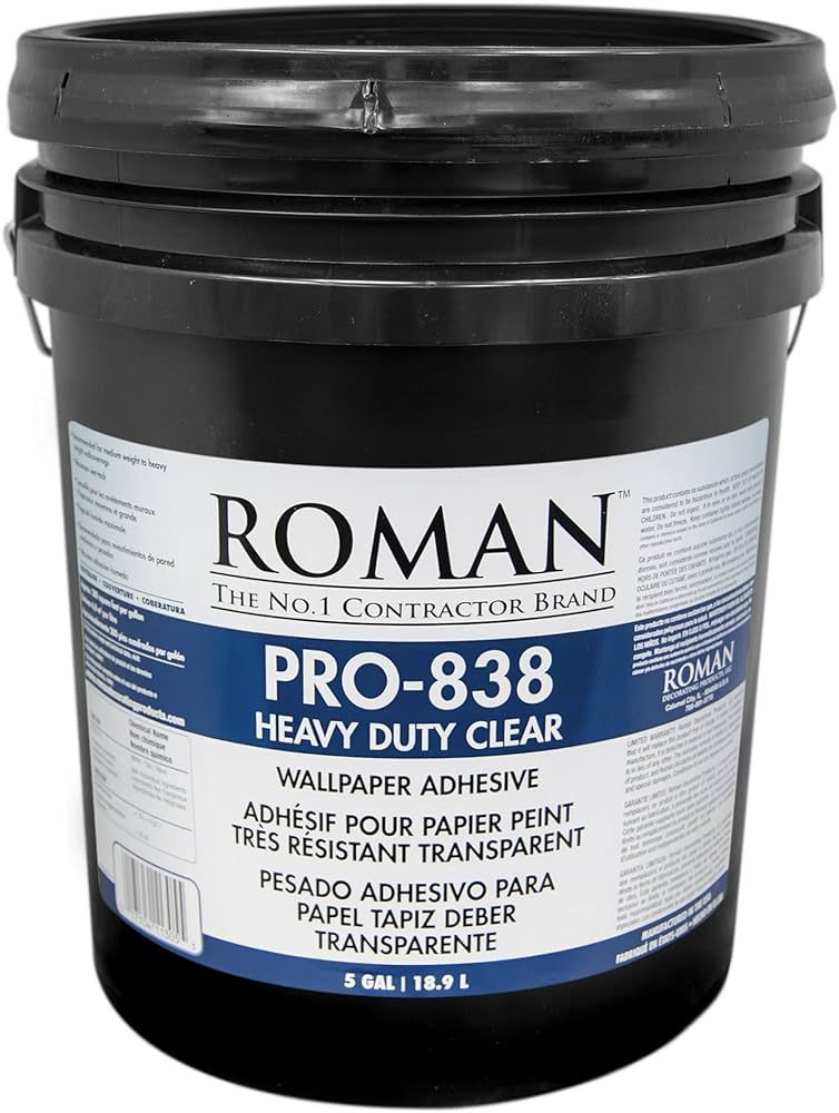 Roman 011305 PRO-838 Heavy Duty Wallpaper Adhesive, 5 gal, Clear | Amazon (US)