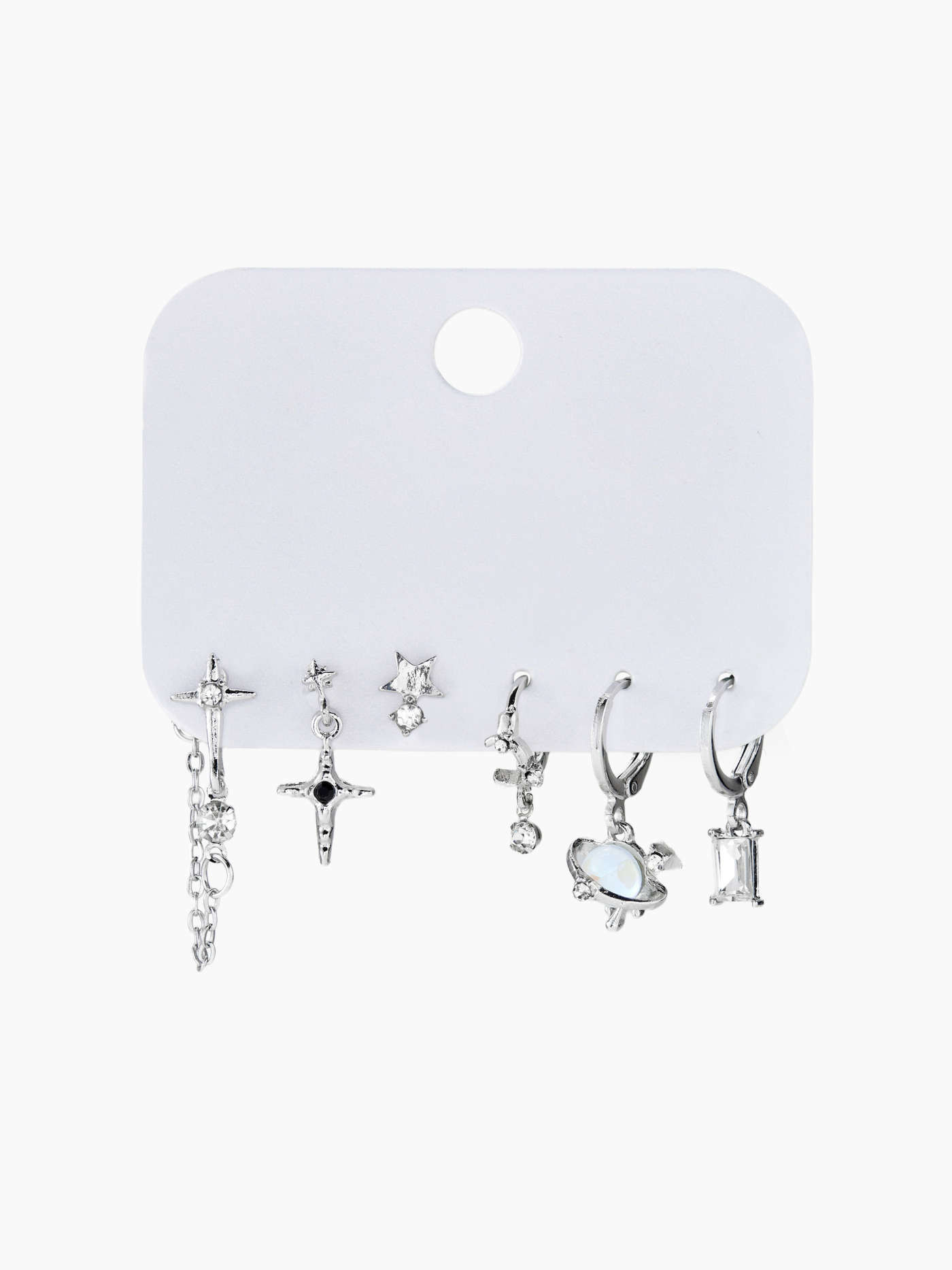 Alloy 6PCS STAR & PLANET ZIRCON EARRINGS SET For Date Music Festival/Live House Party/Clubbing | Cider