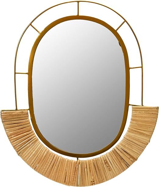 Main + Mesa Oval Modern Boho Metal and Cane Framed Wall Mirror, Natural | Amazon (US)