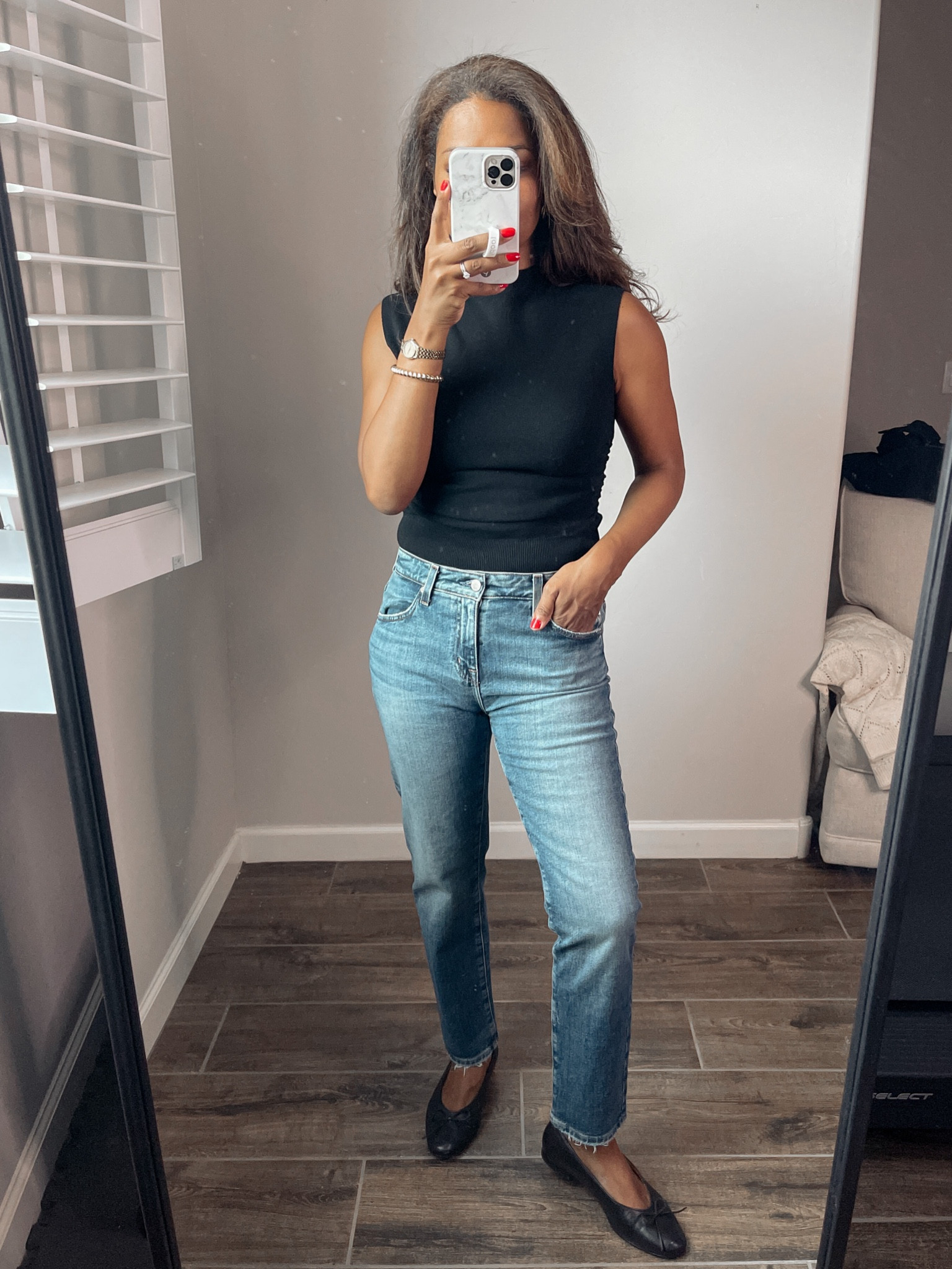 NSALE TRY ON! These jeans are so great if you want a simple, classic fit. They are a mid waist not high waist. Size down one size (I recommend) I am 5.5 and my torso is longer than my legs so I’m wearing a size 25  

Top is so soft. Great quality and so versatile! Less than $40  

#LTKSaleAlert #LTKSummerSales #LTKxNSale