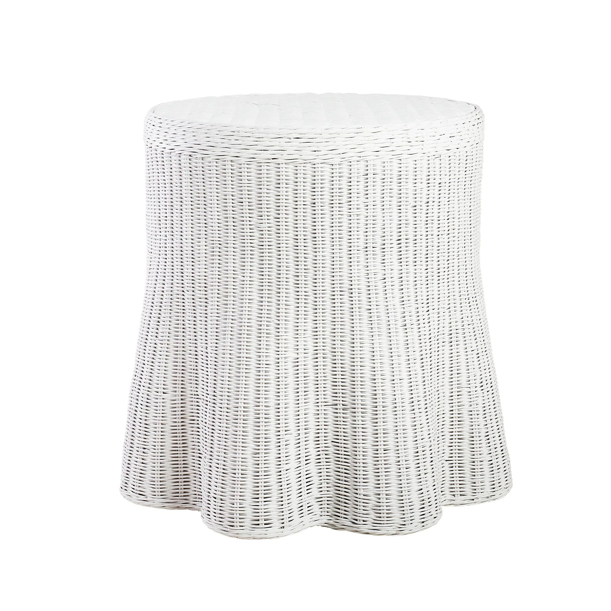 Round Scallop Skirted Side Table in White | Caitlin Wilson Design