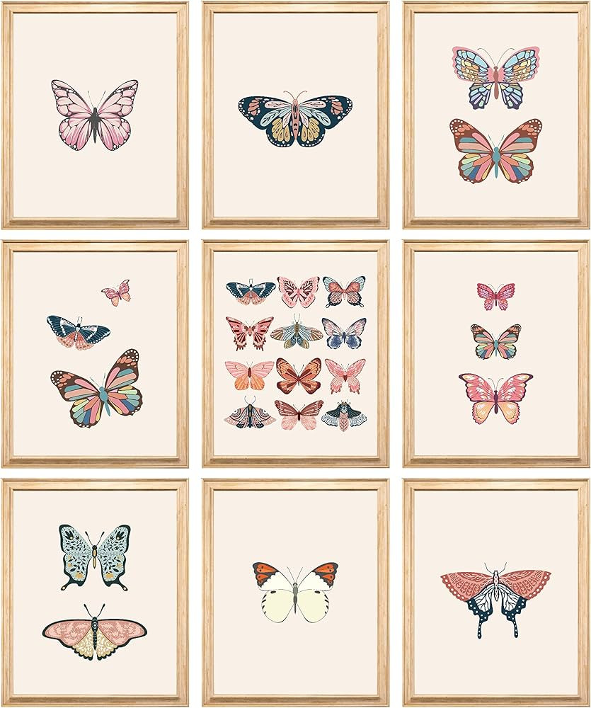 97 Decor Vintage Butterfly Poster - Butterfly Wall Art, Butterfly Art Wall Decor, Artsy Butterfli... | Amazon (US)