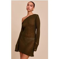Olive Asymmetric Filigree Dress | PrettyLittleThing US