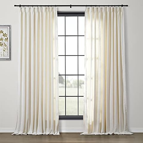 TWOPAGES 52 W x 96 L inch Pinch Pleat Darkening Drape Faux Linen Curtain Drapery Panel for Living... | Amazon (US)