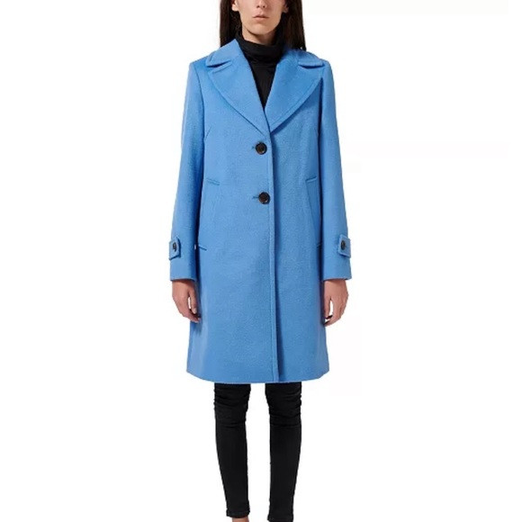 NWT Sam Edelman Single Breasted Walker Wool Lake Blue Coat Jacket | Poshmark