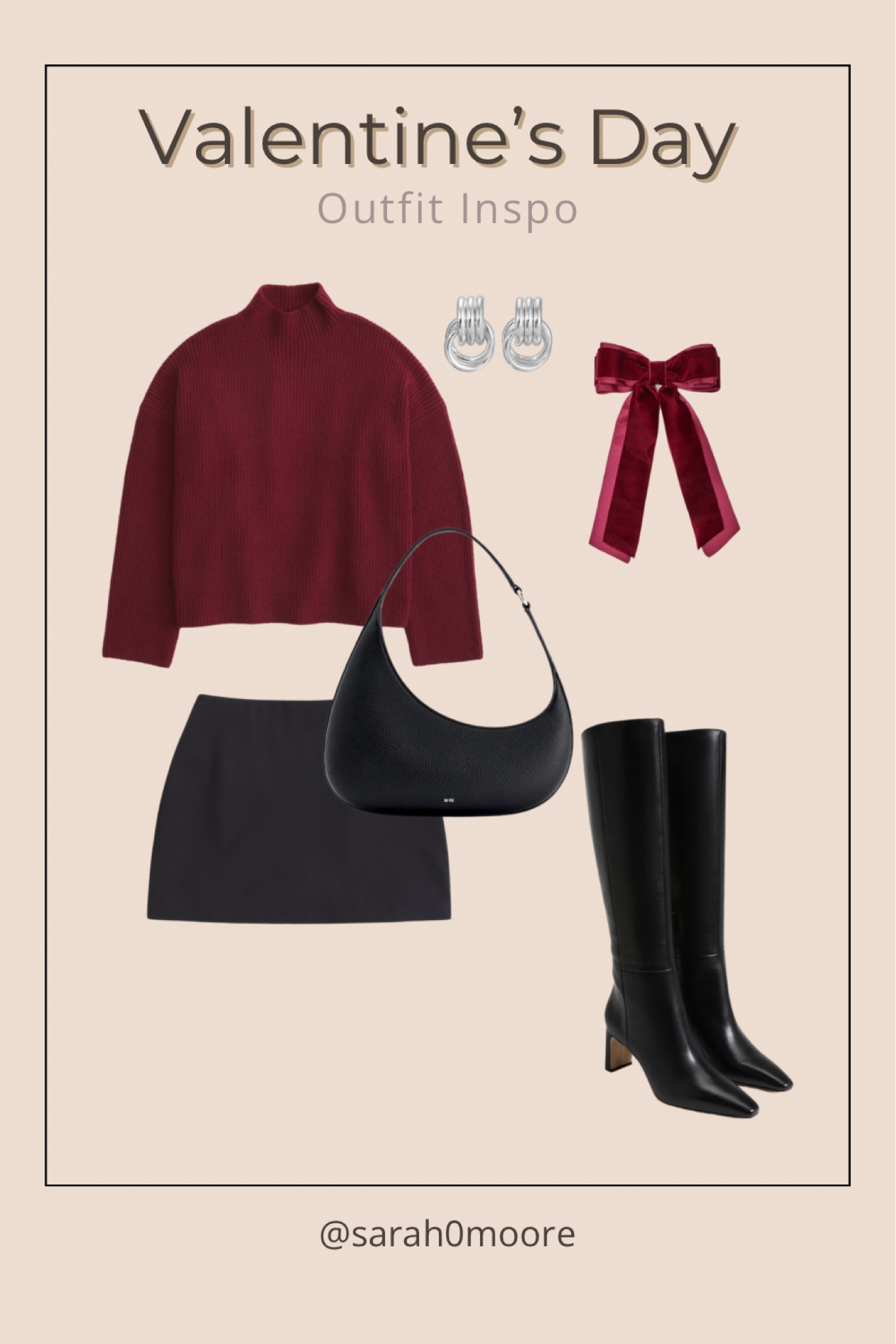 Valentine’s Day outfit inspo! Wine red colored sweater, black mini skirt and knee high boots with trendy accessories. You can also recreate this look with items you have in your closet! 

Red sweater, knee high boots outfit, Galentine’s day outfit, date night look, black handbag under $100 

#ValentinesDayStyle #ChicStyle #ValentinesDayLook #LTKFashion #OutfitInspo #ValentinesDayOutfit

#LTKSeasonal #LTKStyleTip #LTKFindsUnder100