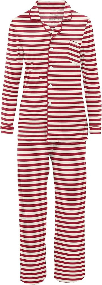 KICKEE Women’s Holiday Print Long Sleeve Collared Pajama Set with Pants, Stretchy & Soft Sleepw... | Amazon (US)