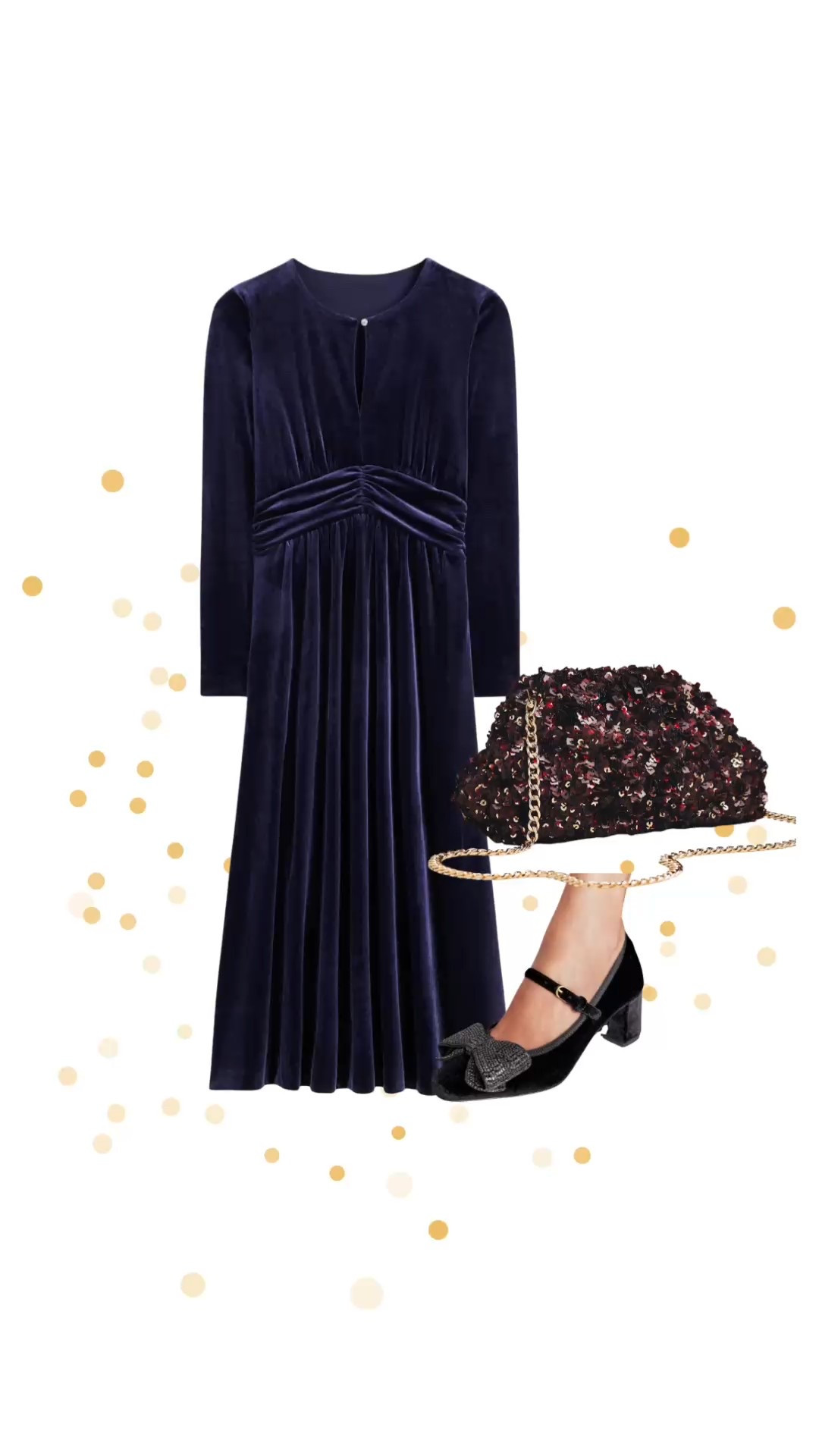 Holiday outfit, velvet dress, shoes with bows, sparkly clutch 

#LTKGiftGuide #LTKCyberWeek #LTKHoliday