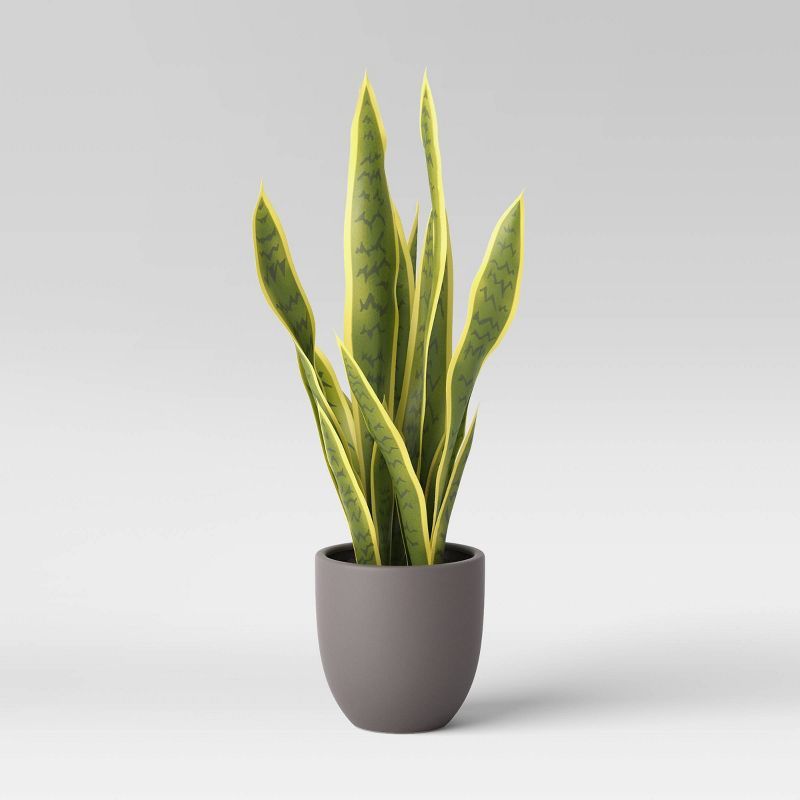 Large Artificial Sansevieria in Gray Cement Pot Light Green - Project 62™ | Target