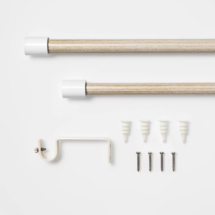 White Finial Curtain Rod Natural Wood - Pillowfort™ | Target