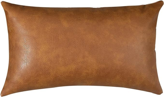 PANOD Premium Faux Leather Throw Pillow Covers, Modern Luxury Decorative Lumbar Throw Pillow Case... | Amazon (US)