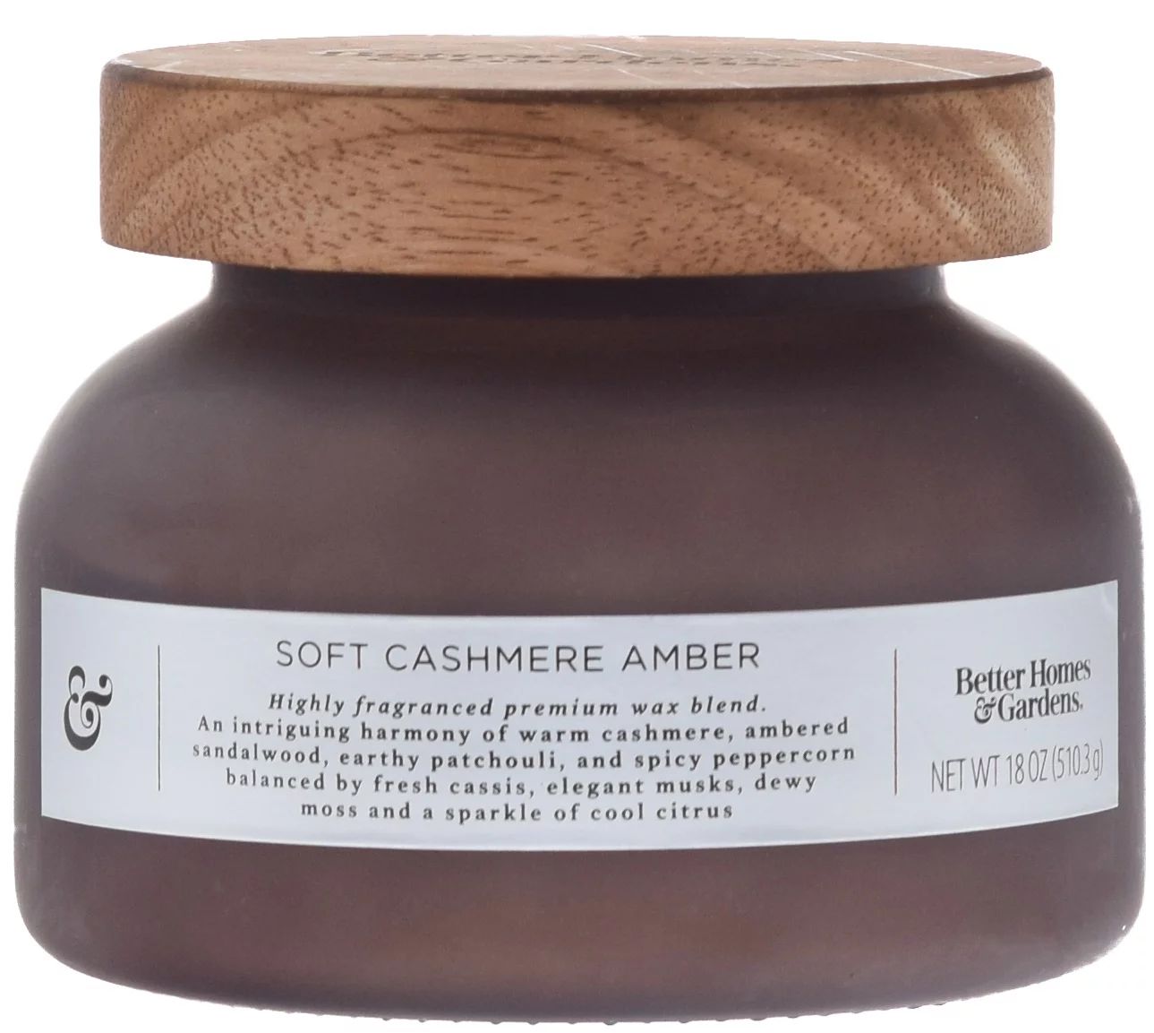 Better Homes & Gardens 18oz Soft Cashmere Amber Scented 2-Wick Frosted Bell Jar Candle | Walmart (US)