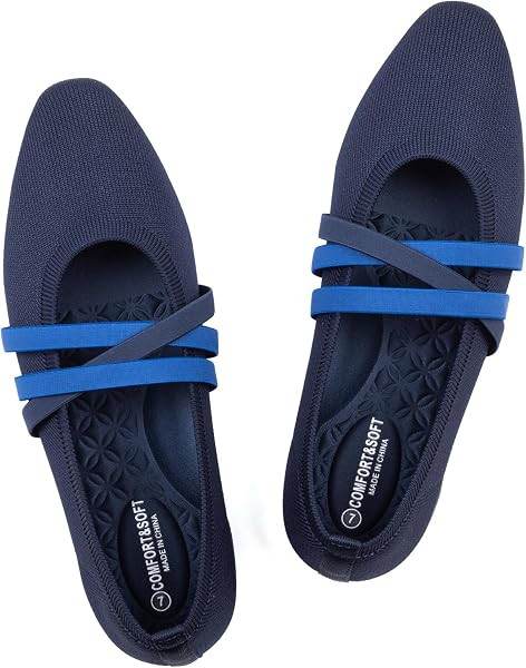 Frank Mully Women's Square Toe Ballet Flats Mary Jane Style with Criss-Cross Straps Comfortable S... | Amazon (US)