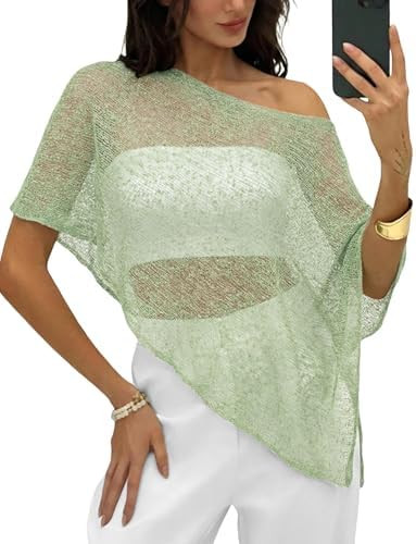 Womens Sheer Poncho Shrug Bolero Lightweight Knit Crochet Shrug Mesh Cover Up Summer 2026 | Amazon (US)