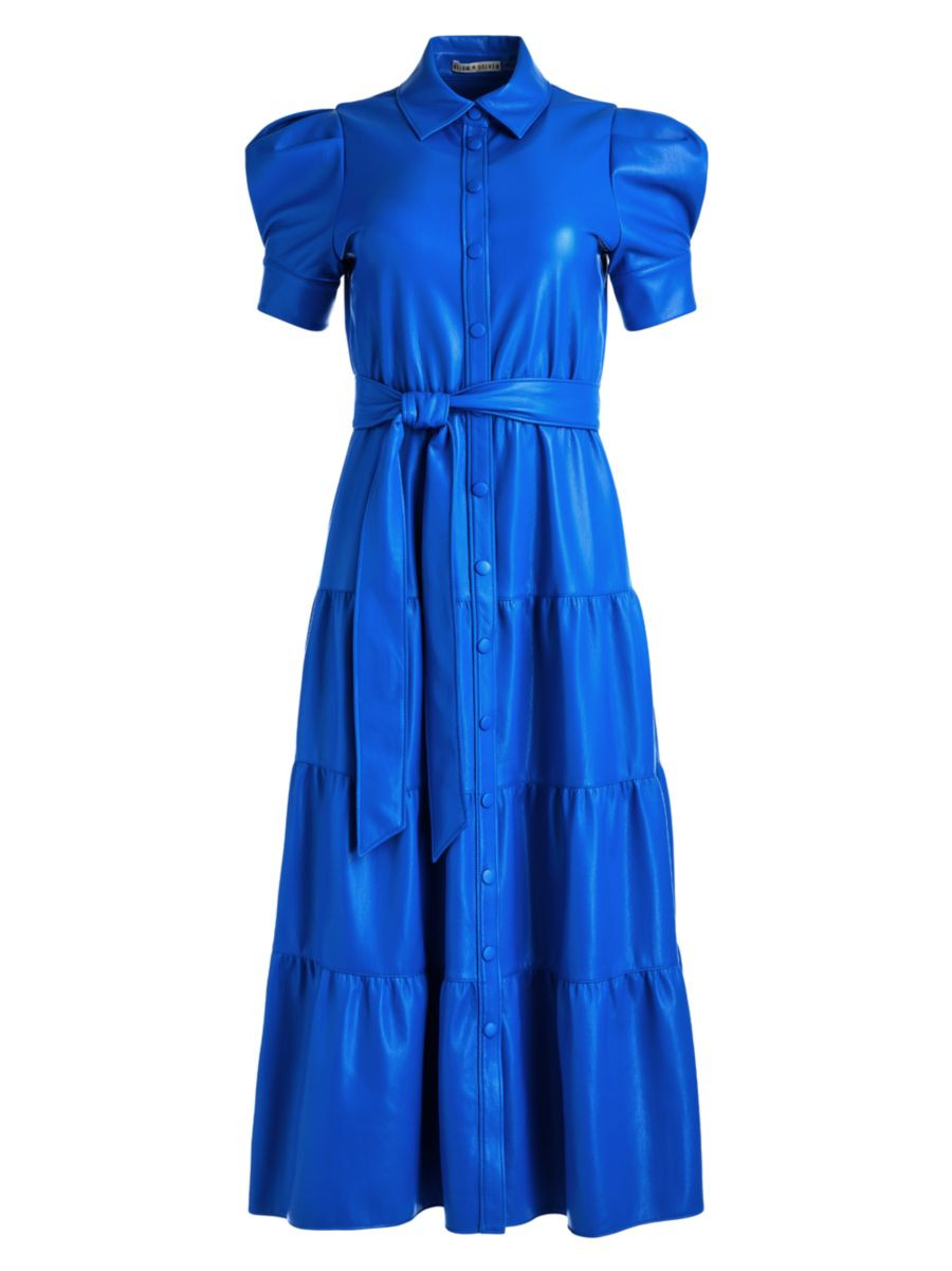 Miranda Tiered Vegan Leather Midi-Dress | Saks Fifth Avenue