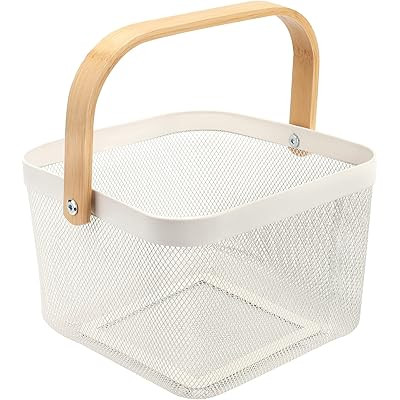 AJIODA 2 Pack Metal Mesh Steel Basket, Storage Organizer Basket Multi-function Hanging Kitchen Baske | Amazon (US)