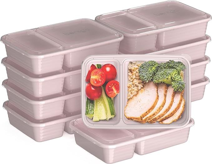 Bentgo® Prep 2-Compartment Containers - 20-Piece Meal Prep Kit with 10 Trays & 10 Custom-Fit Lid... | Amazon (US)