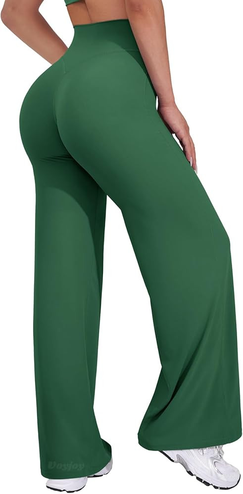 VOYJOY Straight Leggings Bottoms Wide Leg Pants for Women 29"/ 31.5"/33"/35" High Waist Stretch C... | Amazon (US)