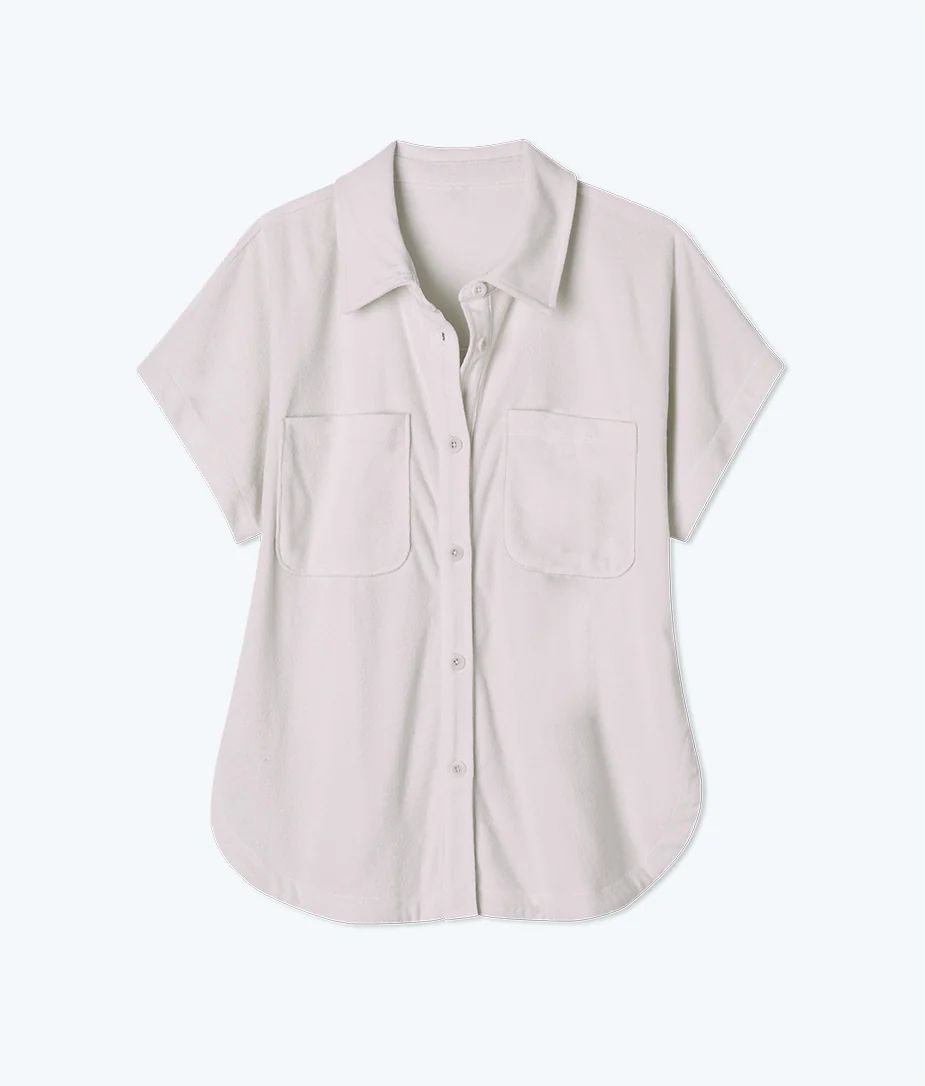 The Towel Terry Button-Down Shirt - Toffee | SummerSalt
