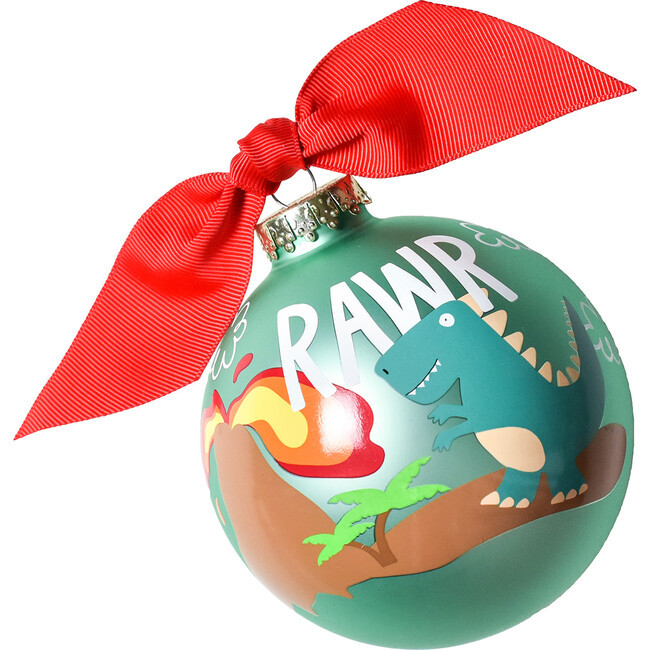Dinosaur Glass Ornament, Green | Maisonette