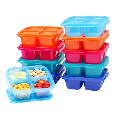 Bentgo Easyboxes 4-Compartment Snack Containers - 20-Piece Set with 10 Trays & 10 Custom-Fit Lids to Seal in Freshness - Reusable Food Storage & Meal Prep Bento BPA-Free Containers (Jewel Brights) | Amazon (US)