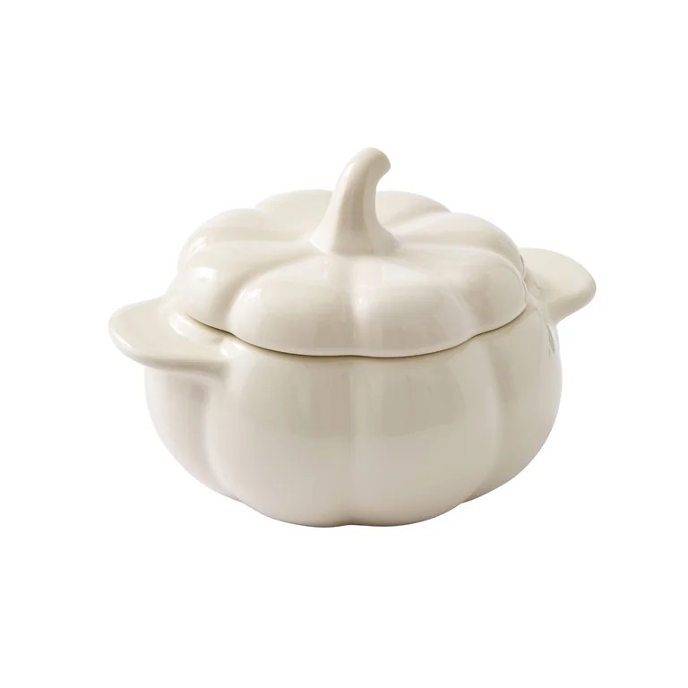 Better Homes & Gardens Cream Figural Pumpkin Stoneware Cocotte with Lid, 5.3" | Walmart (US)