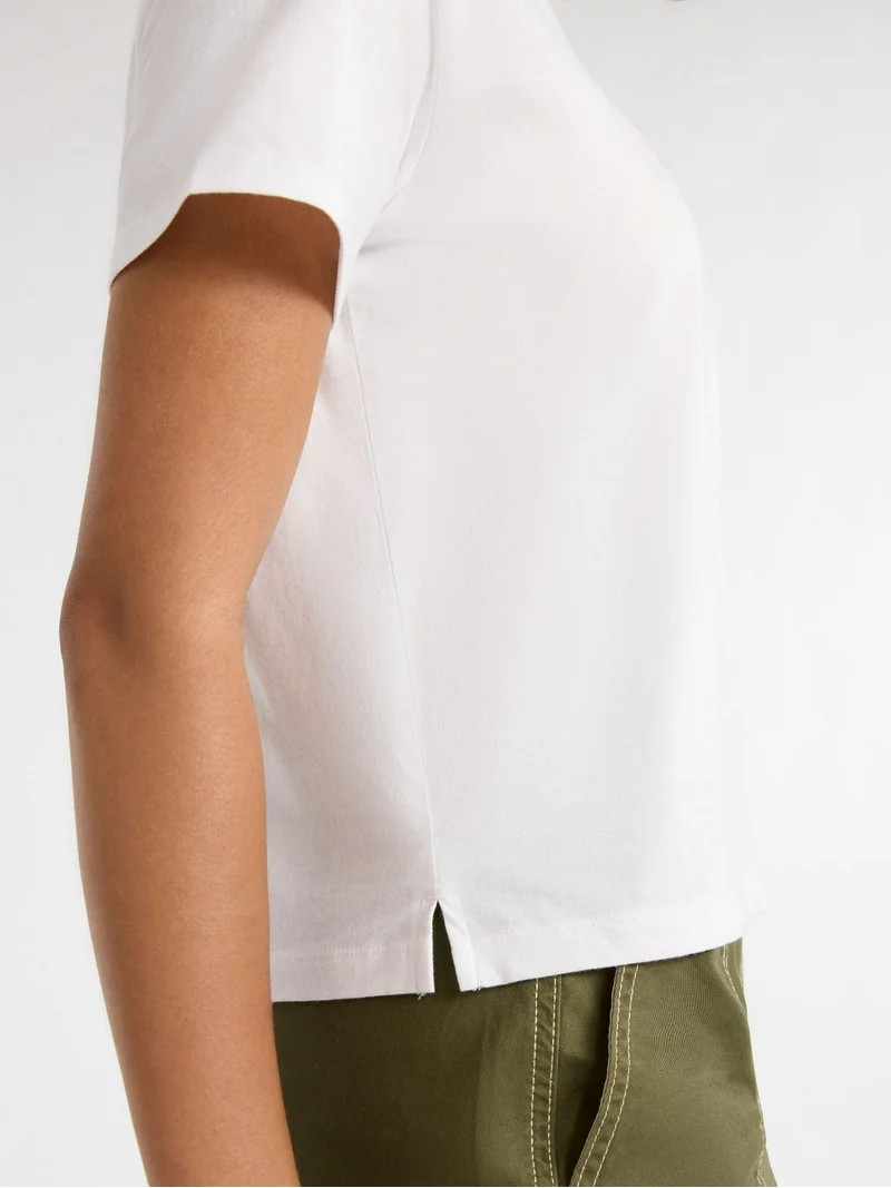 Free Assembly Women's and Women's Plus Cotton Cropped Boxy Tee with Short Sleeves, Sizes XS-4X | Walmart (US)