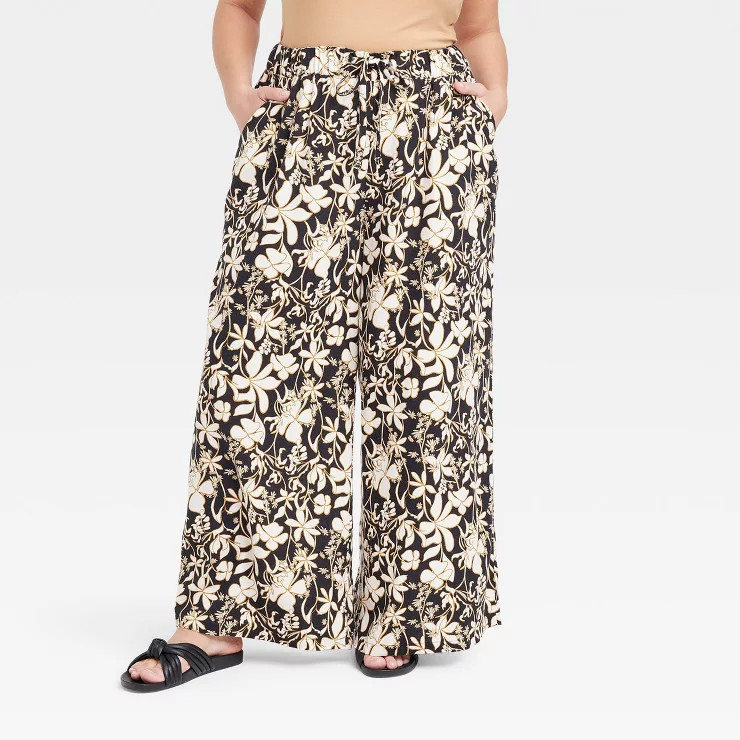 Women's High-Rise Wide Leg Linen Pull-On Pants - Ava & Viv™ | Target