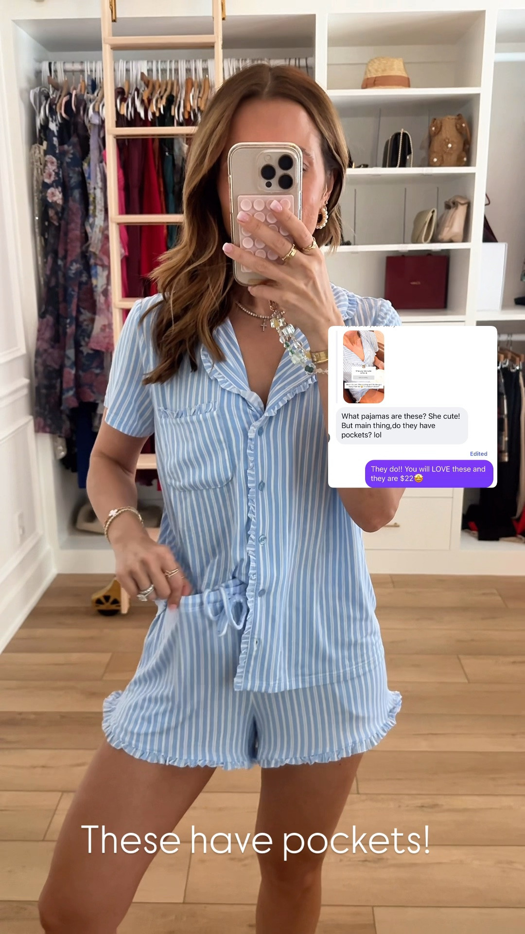 New $22 pajama sets from Walmart. Shorts have pockets + functional buttons on top. Very stretchy waist. Wearing XS. Matching pajama sets.

#LTKootd #LTKTravel #LTKPetite