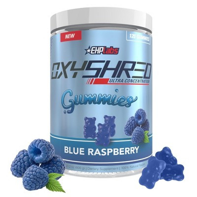 EHPlabs OxyShred Gummies – Pre Workout & Energy Chews with 100mg Caffeine & L-Carnitine for Metabolism Support – Blue Raspberry – 120 Gummies | Target