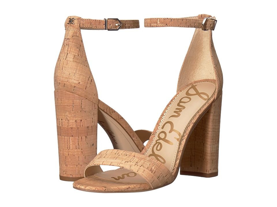 Sam Edelman Yaro Ankle Strap Sandal Heel (Natural Premium Cork) Women's Dress Sandals | Zappos