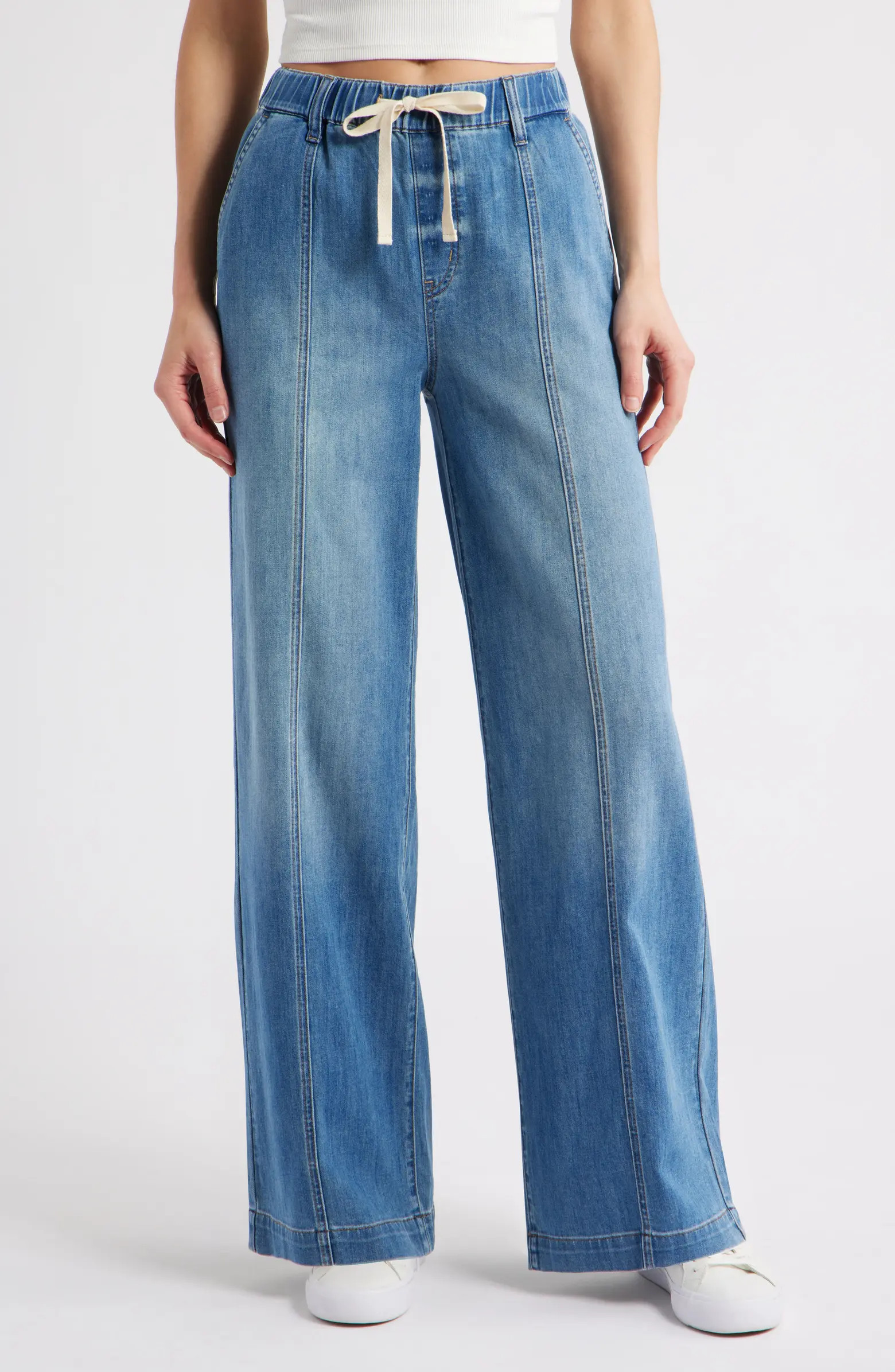 1822 Denim High Waist Wide Leg Drawstring Jeans | Nordstrom | Nordstrom