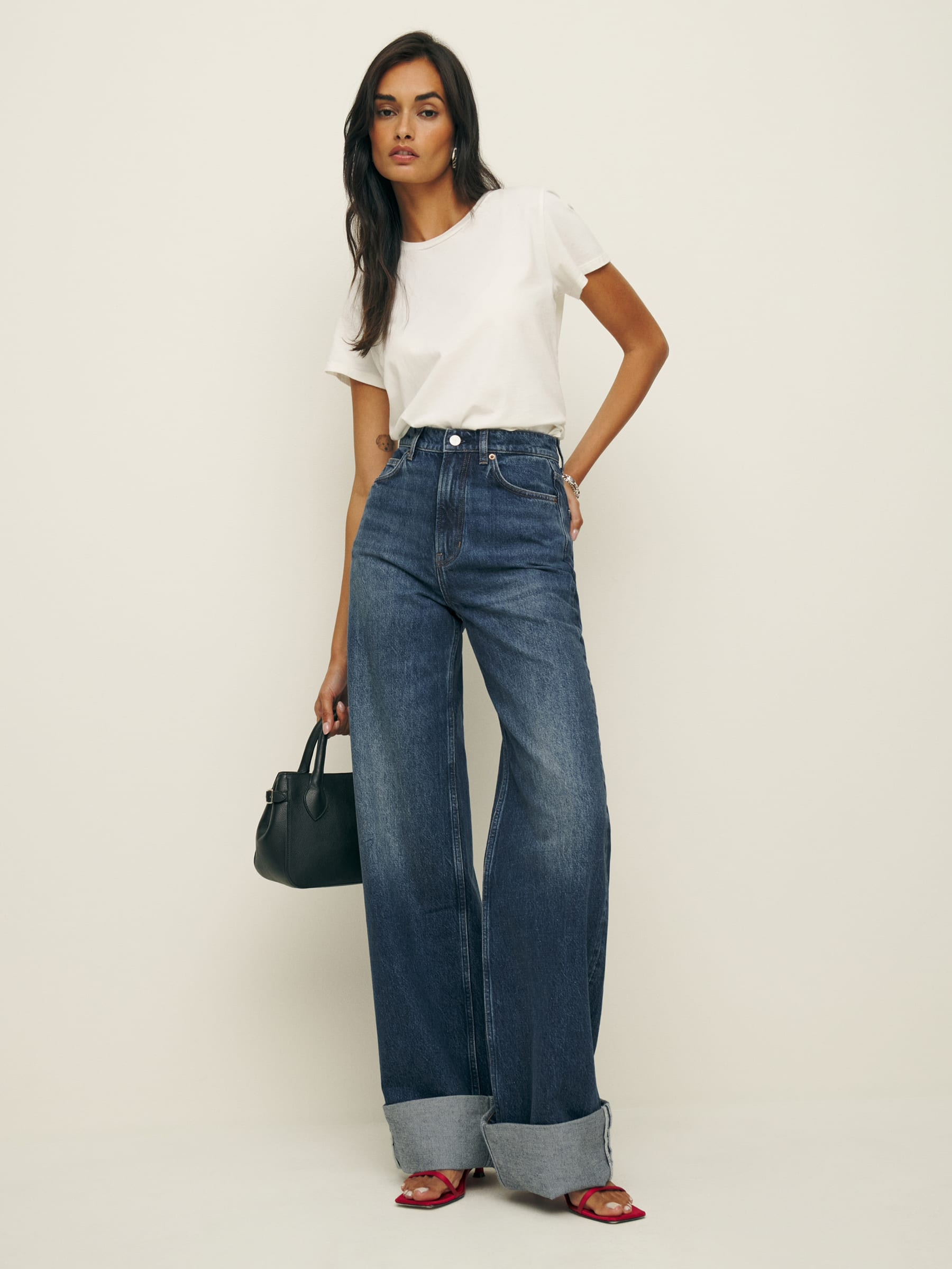 Cary Cuffed High Rise Slouchy Wide Leg Jeans | Reformation (Global)