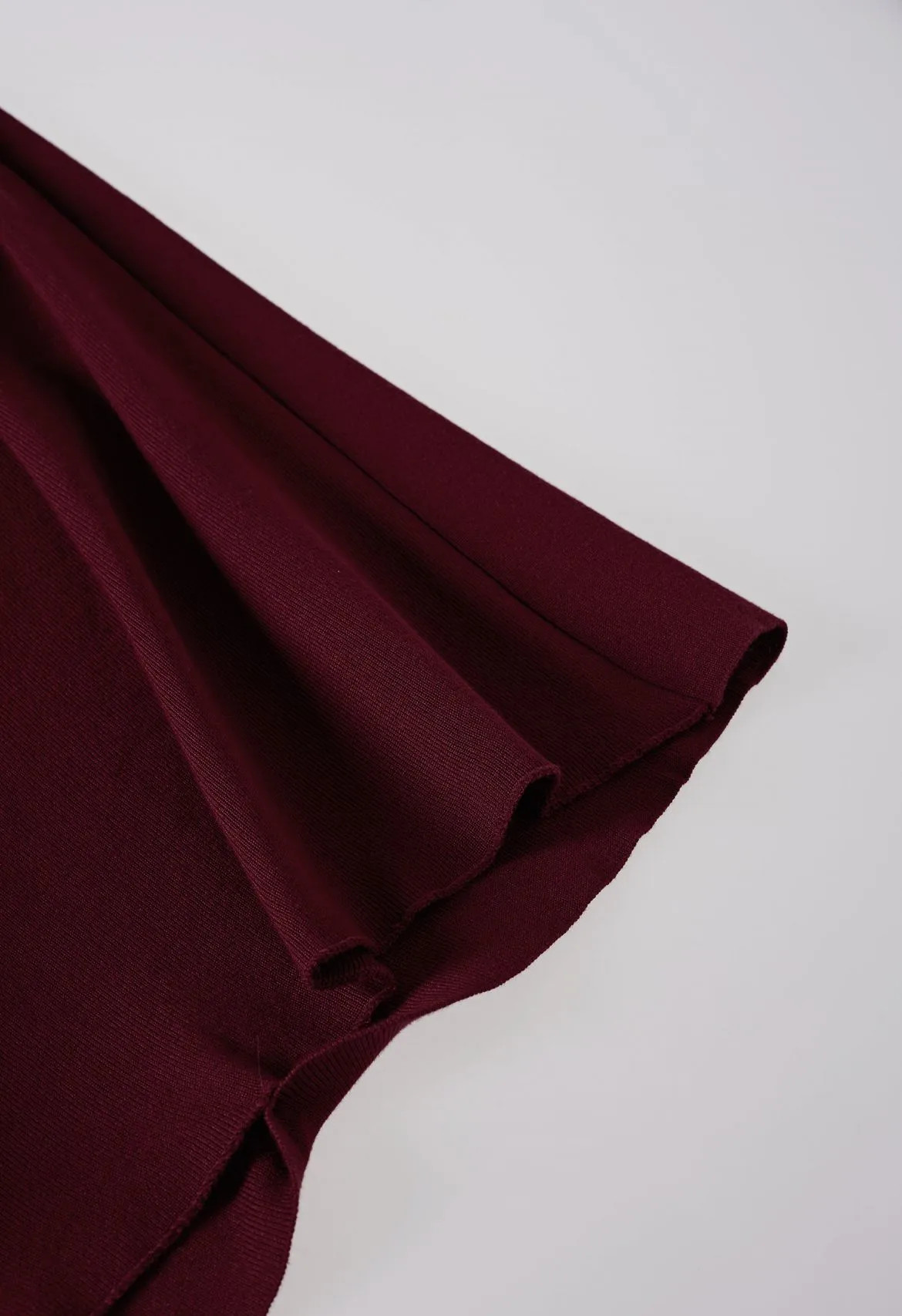 Sleek Turtleneck Knit Cape Sweater and Pants Set in Burgundy for Family Gatherings & Holiday Even... | Chicwish