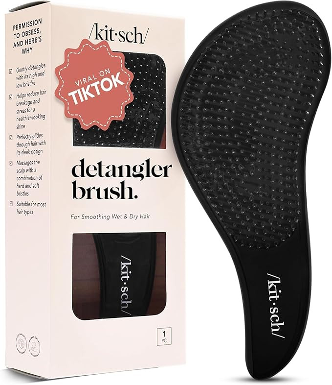 Kitsch Detangler Brush – Gentle Curly Hair Brush with Flexible Bristles for All Hair Types - We... | Amazon (US)