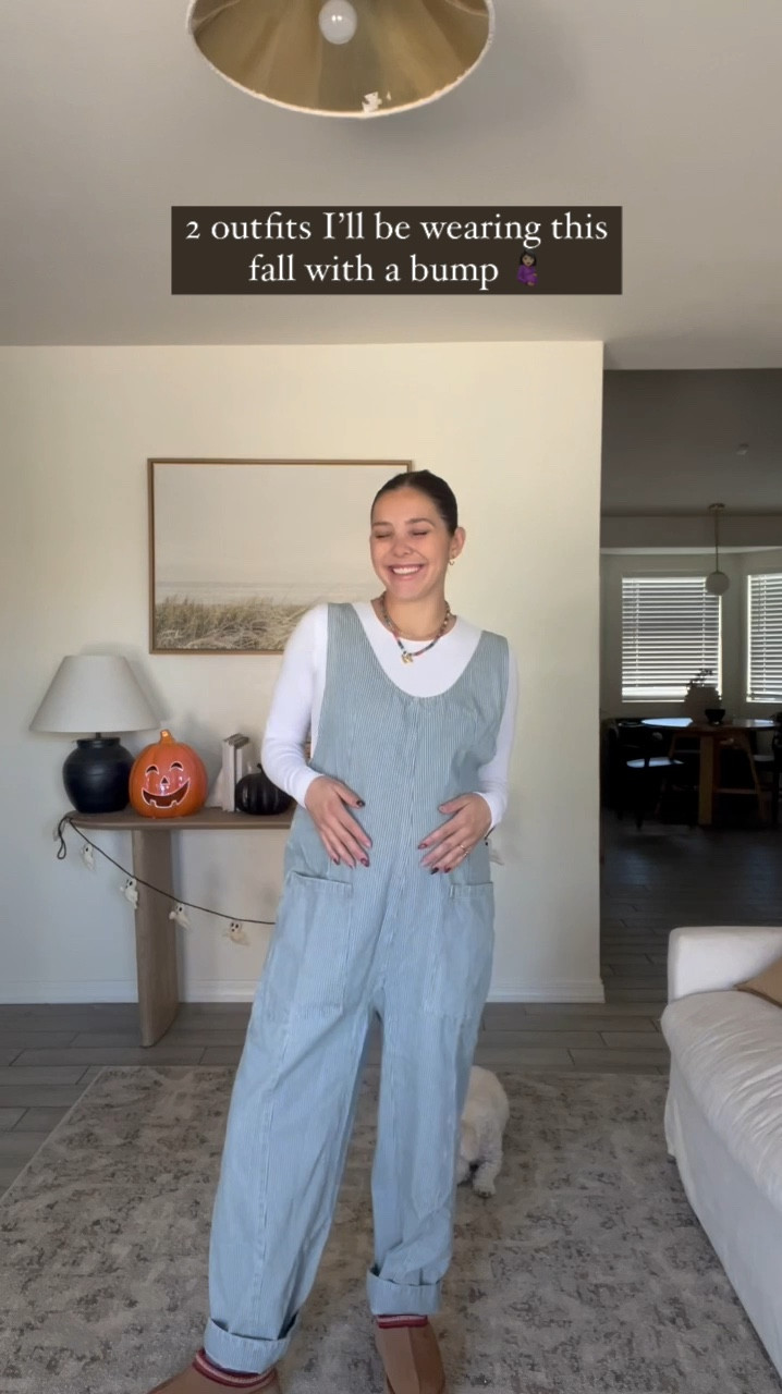 2 of my favorite fall outfits. Overalls are beyond comfy & layering is so easy! Wearing a medium in both (sized up one for the bump!) 

#LTKBump #LTKSeasonal