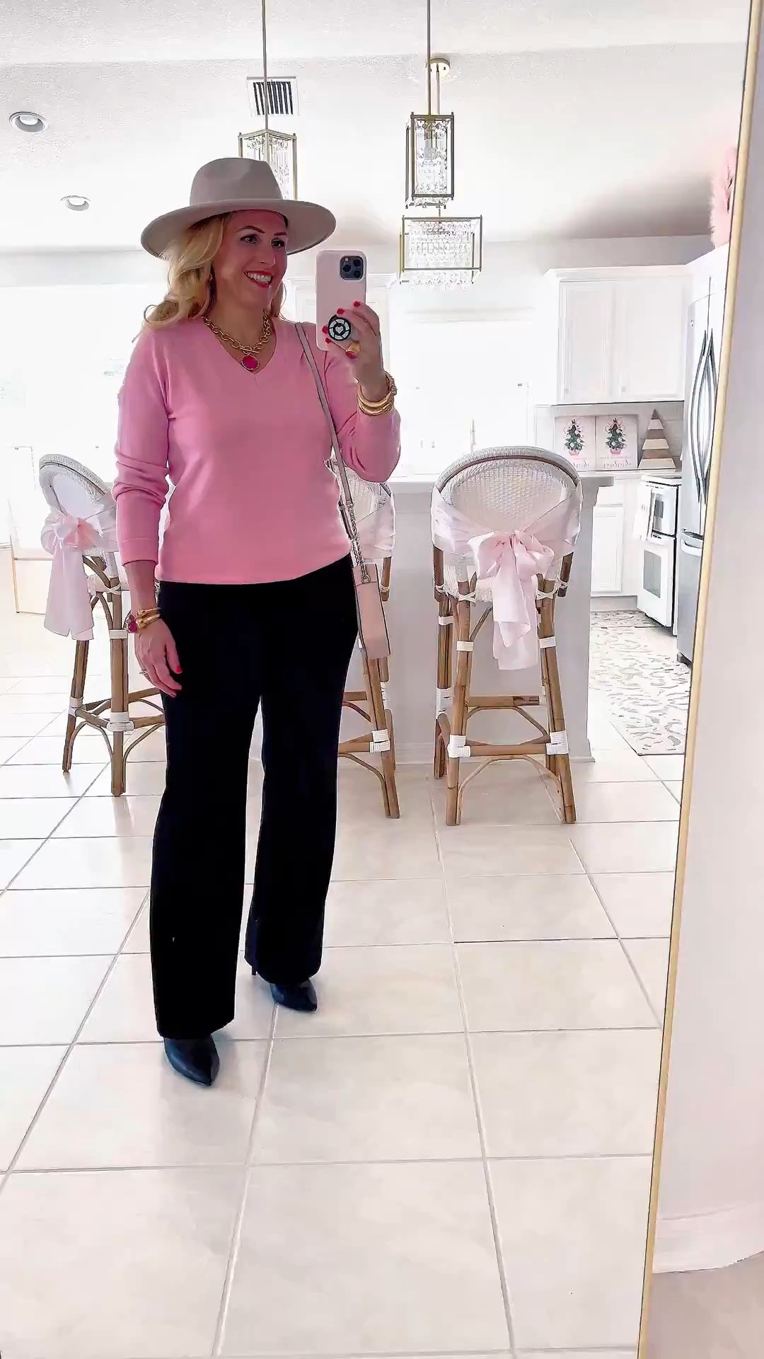 Casual fall outfit that’s perfect for the office, a holiday party or Valentine’s Day!

Vneck sweater medium 
Pants size 12
Black booties size 10

#LTKSeasonal #LTKOver40 #LTKSaleAlert #LTKTravel #LTKgrwm #LTKootd #LTKMidsize #LTKvlog #LTKU #LTKWorkwear #LTKvlog