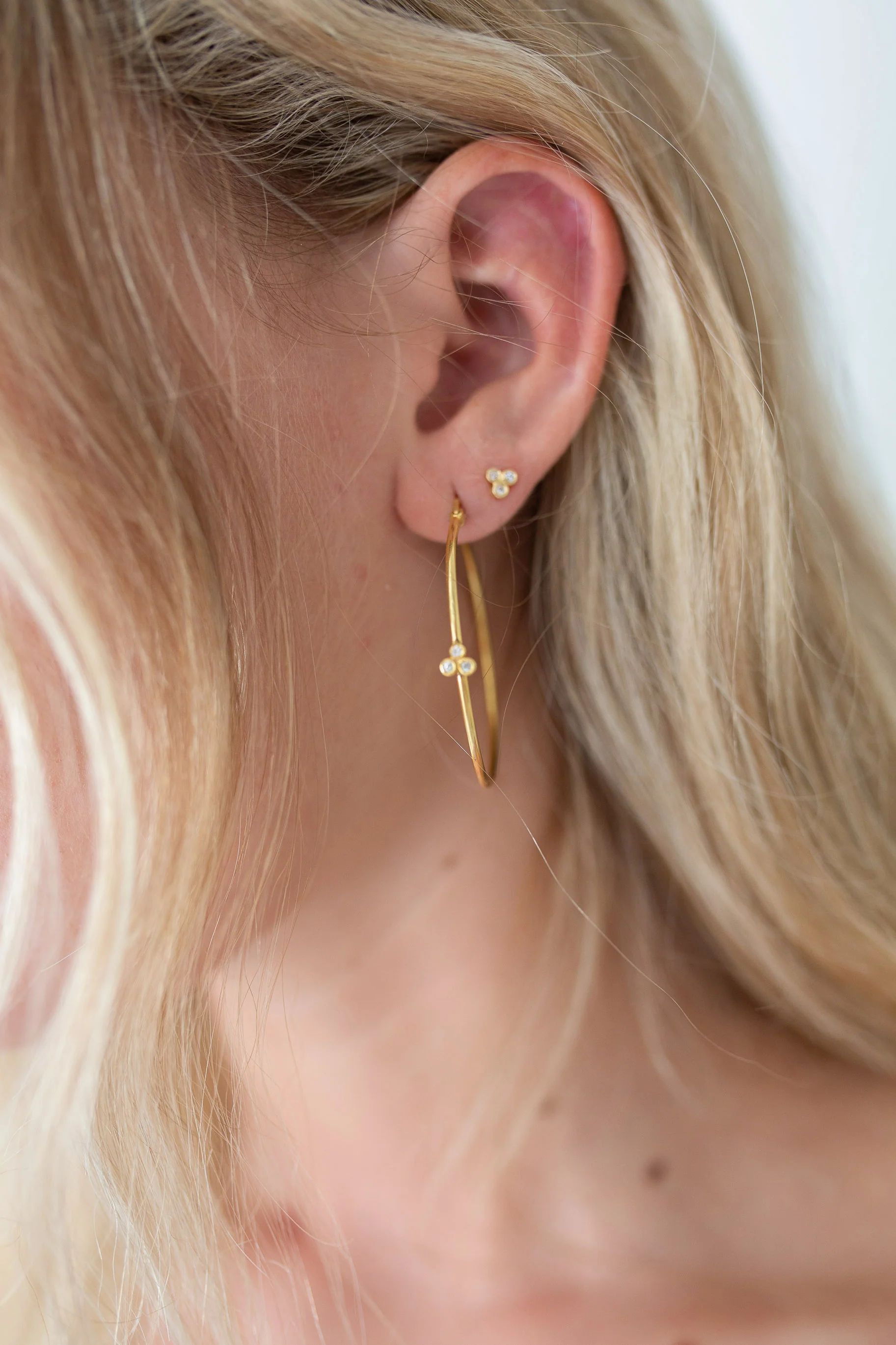 Tres Diamond Hoop Earrings | Marea
