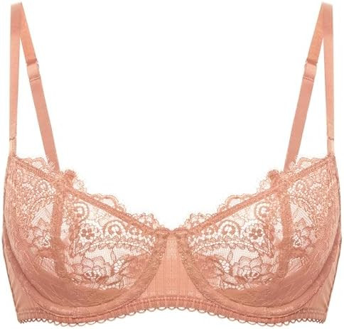 DOBREVA Women's Sexy Lace Push Up Plus Size Bra Sheer Balconette Underwire Unlined | Amazon (US)