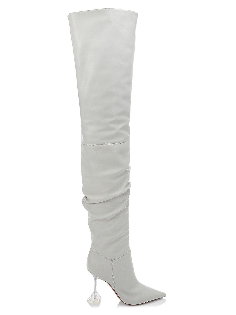 Amina Muaddi Women's Olivia Thigh-High Leather Boots - Deep Off White - Size 6 | Saks Fifth Avenue