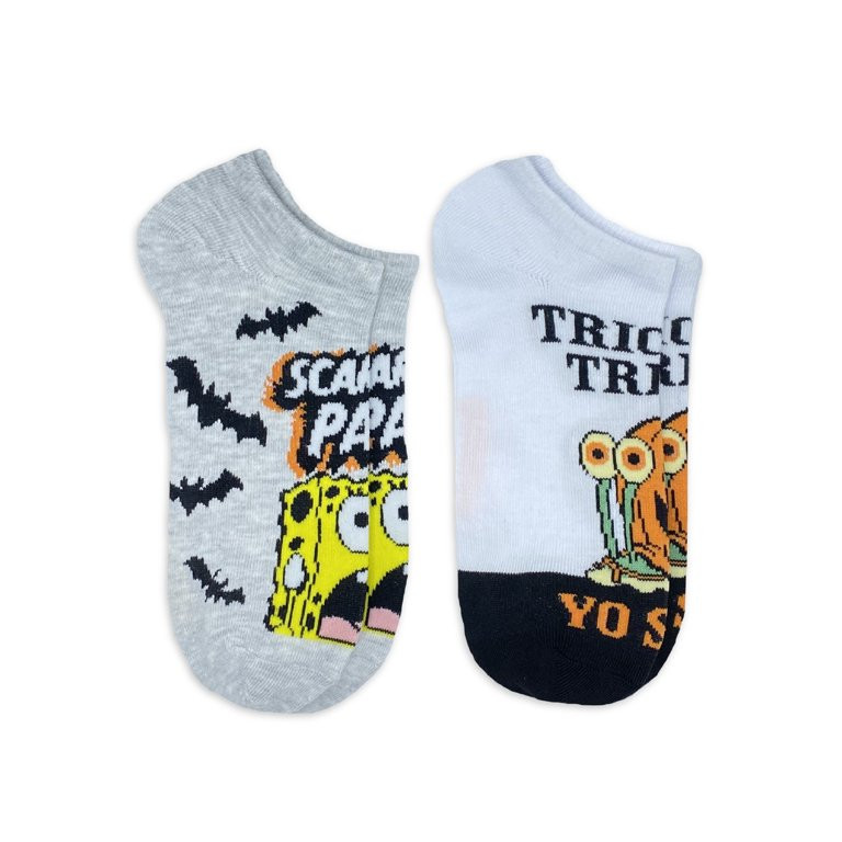 SpongeBob SquarePants Halloween Women's No Show Socks, 2-Pack, Size 4-10 | Walmart (US)