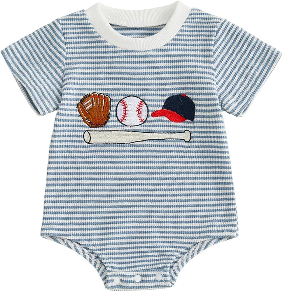 Newborn Baby Boy Girl Romper Funny Letter Embroidery Short Sleeve Round Neck Bodysuit Cute Infant... | Amazon (US)