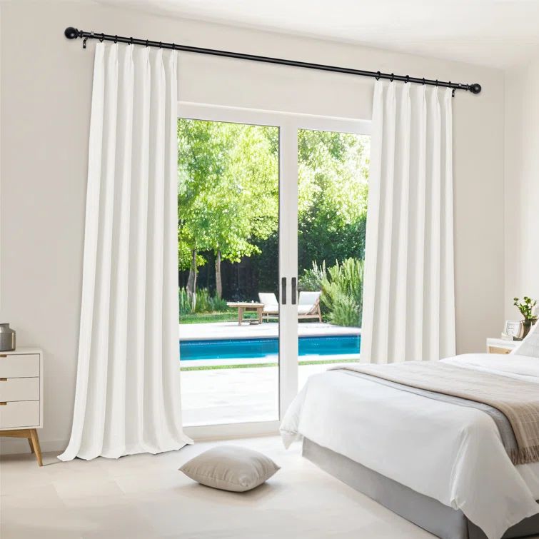 Pinch Pleated 100% Blackout Linen Curtains 2 Panels Set For Bedroom/Living Room | Wayfair North America