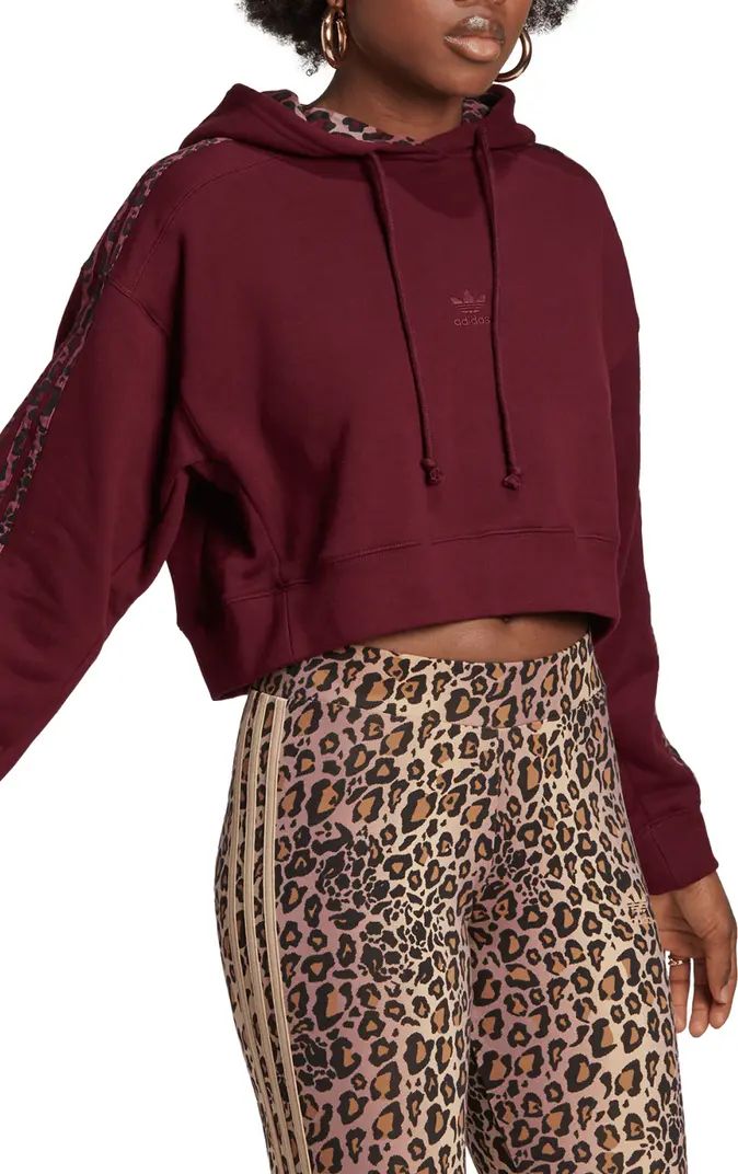 Leopard French Terry Crop Hoodie | Nordstrom