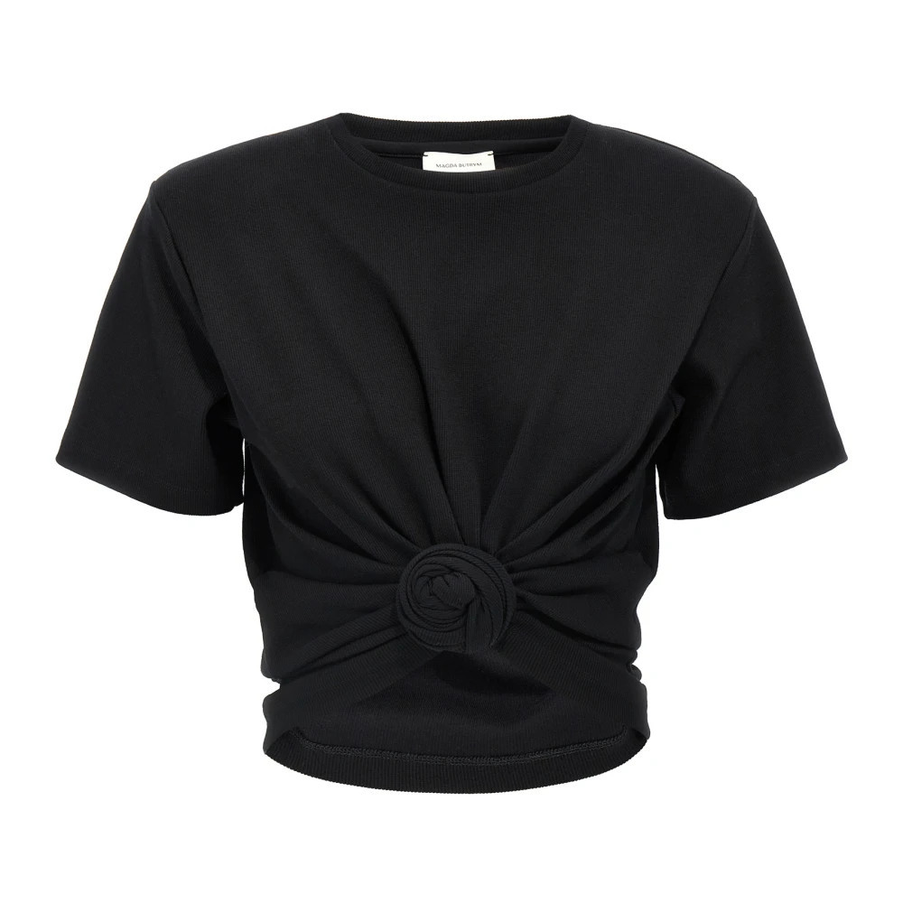 Magda Butrym - T-shirt côtelé noué - Femme - Pulls - Noir - Taille: 34 FR | Miinto FR